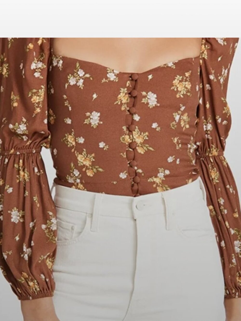 Reformation Cera Top brown floral size 4